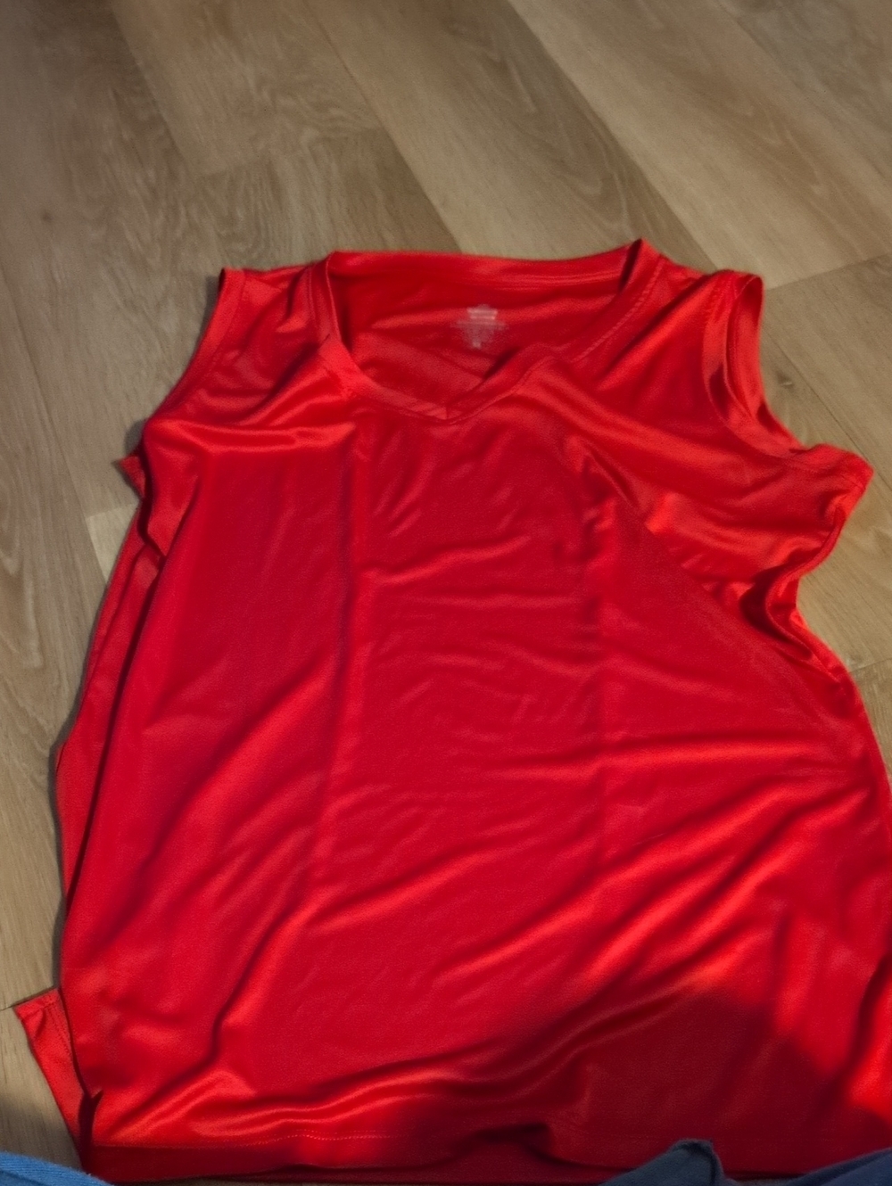 Women's Red V-Neck Sleeveless Performance Tank Top